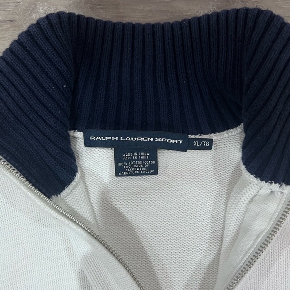 Ralph Lauren Sport quarter zip size Xl blue and white like new - Picture 3 of 4